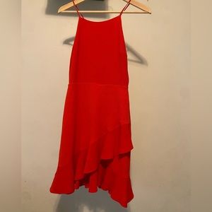 GB red high neck ruffle dress